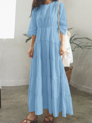 Robe Maxi À Manches 3/4 Pour Femmes