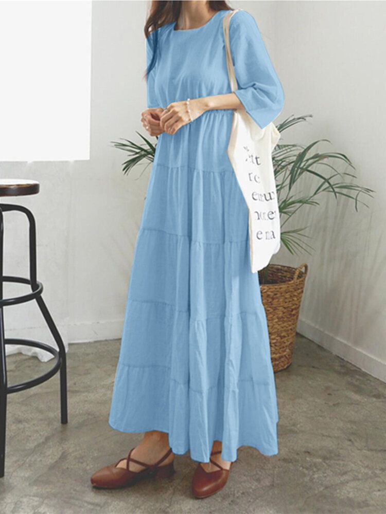 Robe Maxi À Manches 3/4 Pour Femmes