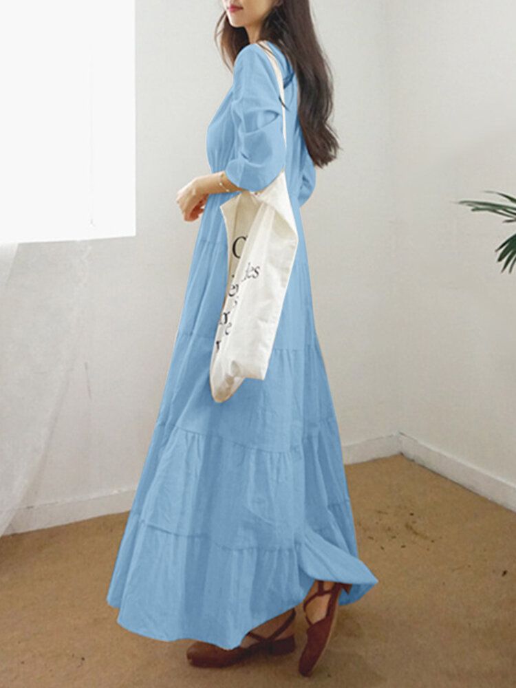 Robe Maxi À Manches 3/4 Pour Femmes