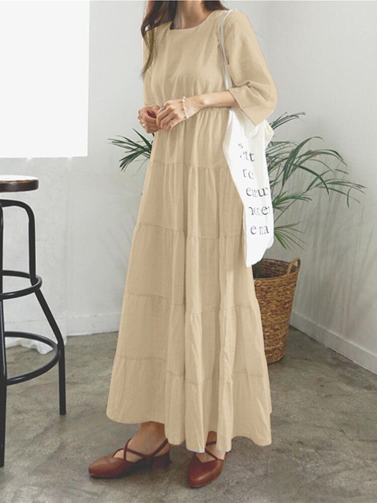 Robe Maxi À Manches 3/4 Pour Femmes