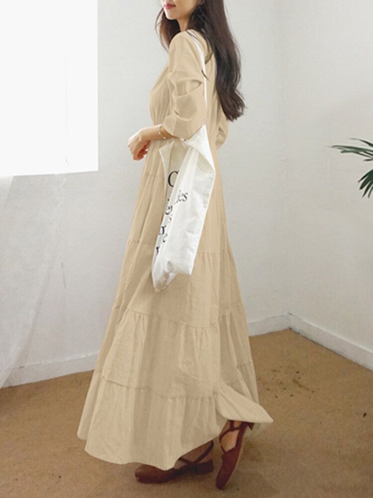 Robe Maxi À Manches 3/4 Pour Femmes