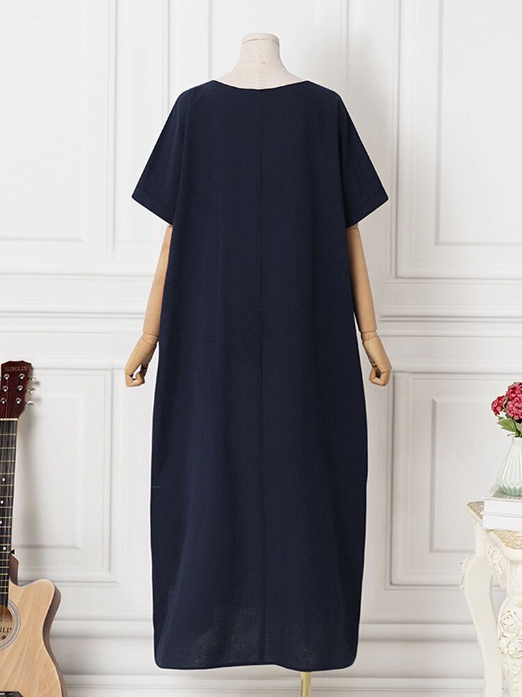 Robe Maxi À Manches Courtes Et À Rayures