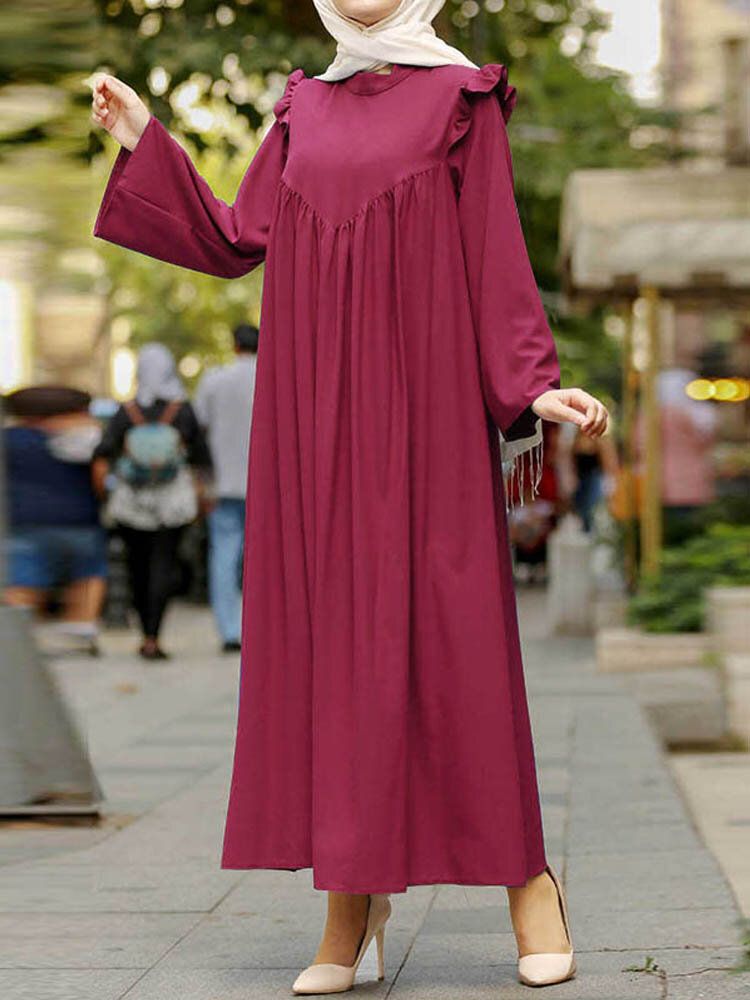 Robe Maxi À Manches Longues Plissée Pour Femmes