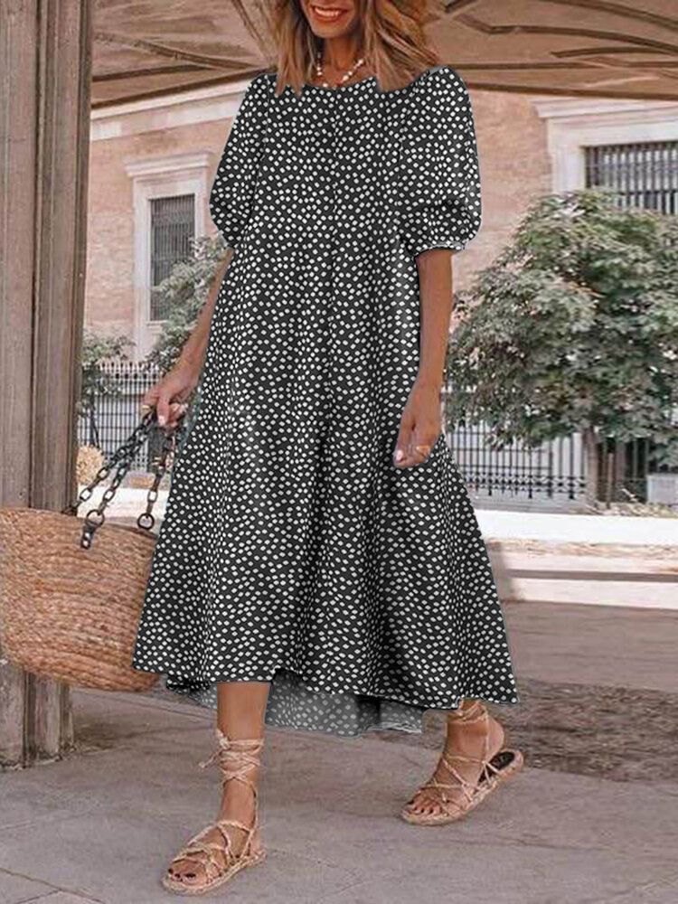 Robe Maxi Plissée À Manches Bouffantes Et À Imprimé Floral