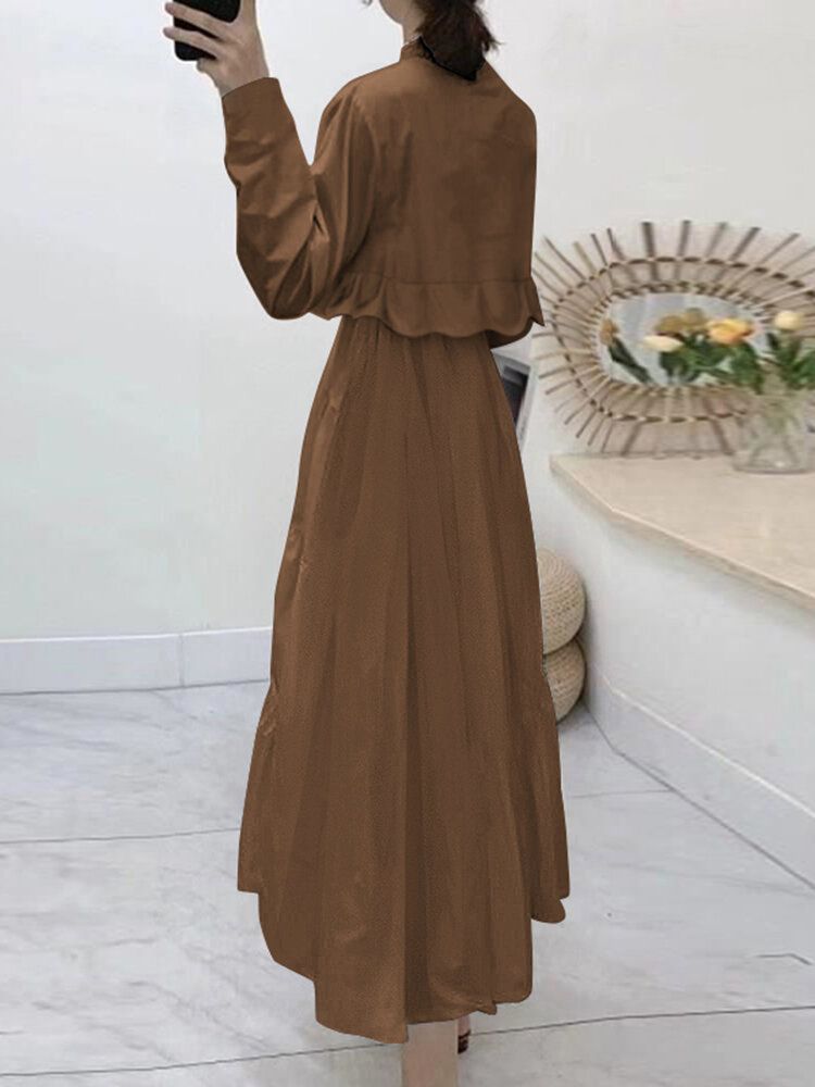 Robe Maxi Plissée À Manches Longues Pour Femmes