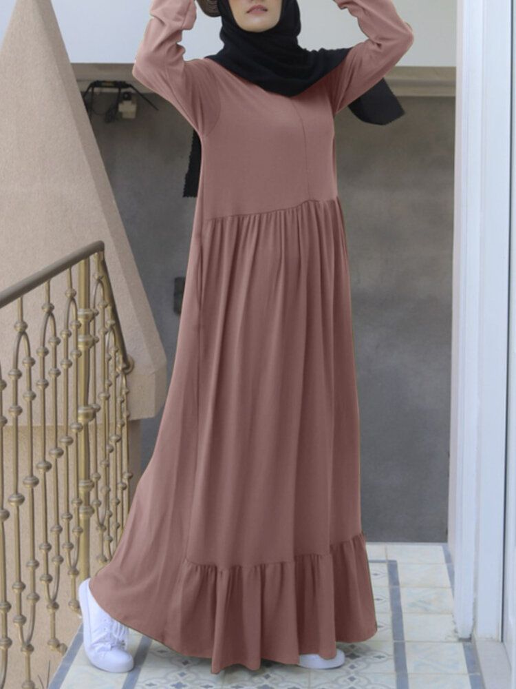 Robe Maxi Quotidienne Décontractée Pour Femme À Volants Et Ourlet À Manches Bouffantes