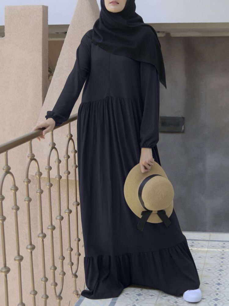 Robe Maxi Quotidienne Décontractée Pour Femme À Volants Et Ourlet À Manches Bouffantes