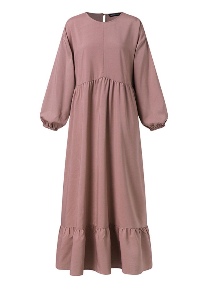 Robe Maxi Quotidienne Décontractée Pour Femme À Volants Et Ourlet À Manches Bouffantes