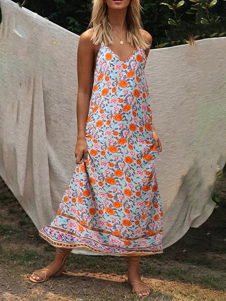 Robe Maxi Sans Manches À Imprimé Floral Et Patchwork