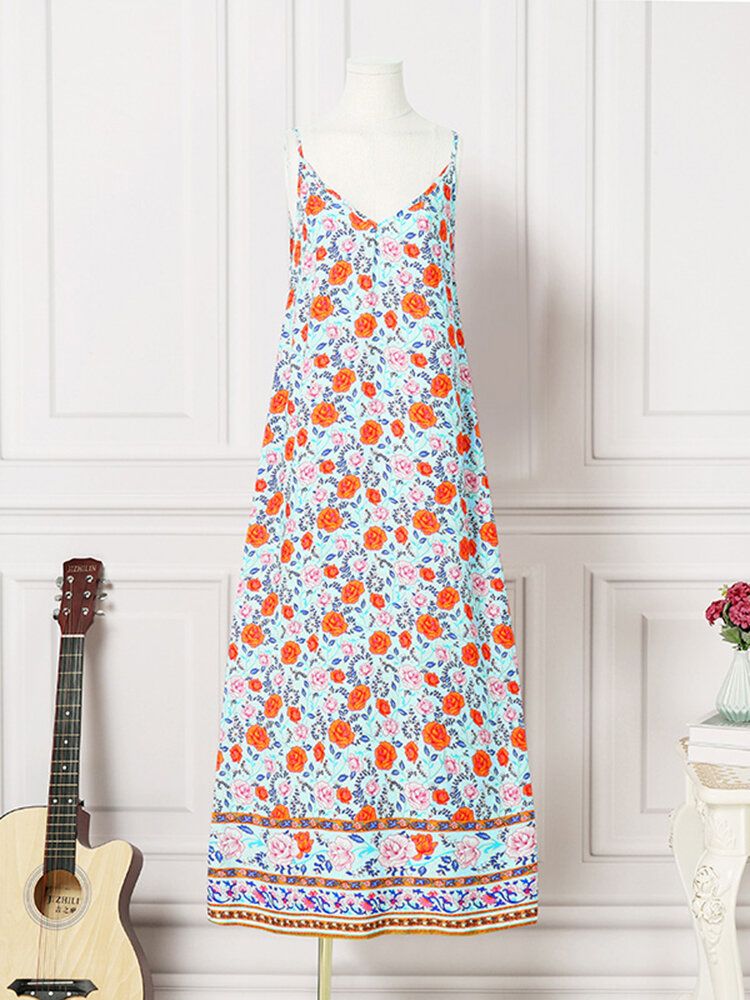 Robe Maxi Sans Manches À Imprimé Floral Et Patchwork