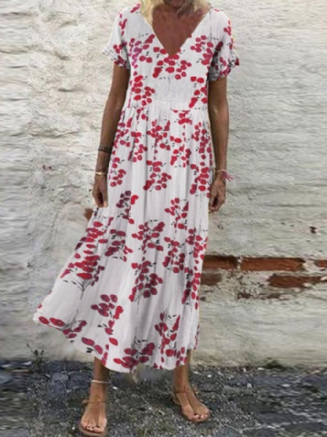 Robe Maxi De Vacances À Col En V Et Imprimé Floral