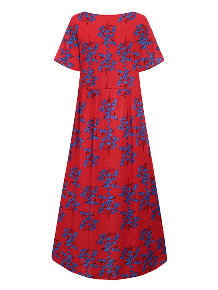 Robe Maxi De Vacances À Col En V Et Imprimé Floral