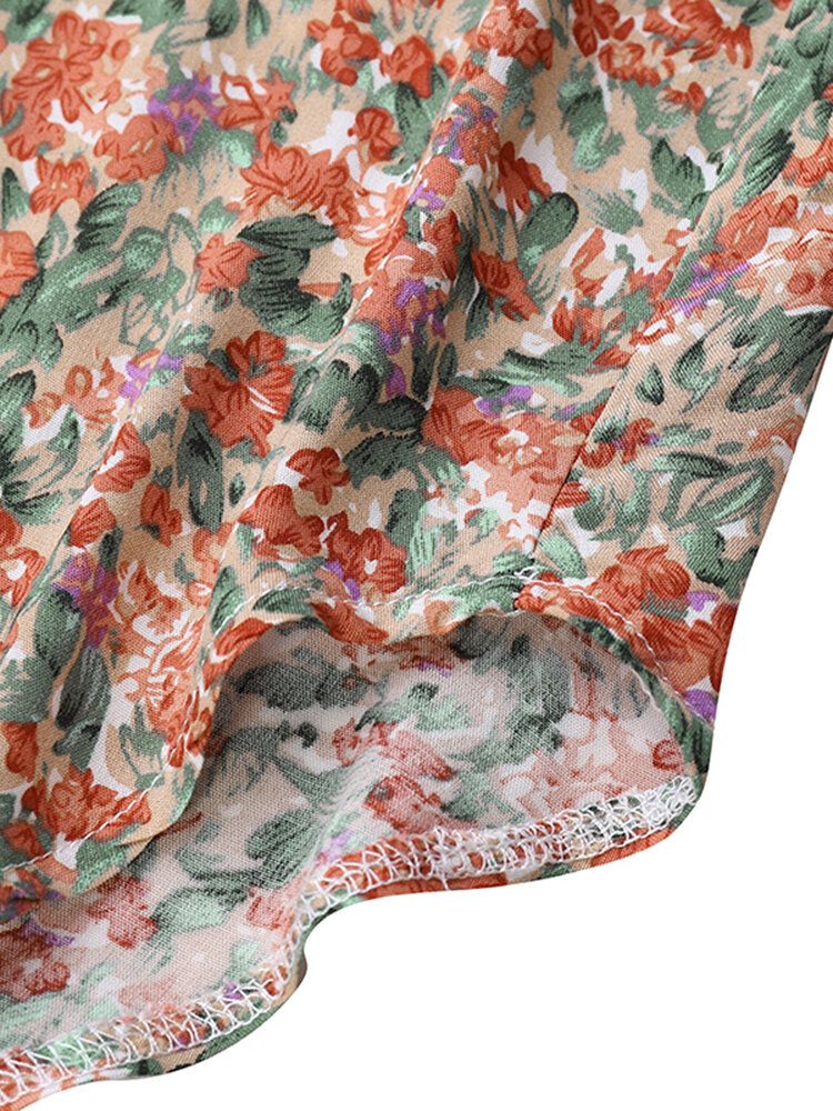 Robe Maxi De Vacances Décontractée À Imprimé Floral Sans Manches Avec Ourlet Fendu Pour Femmes