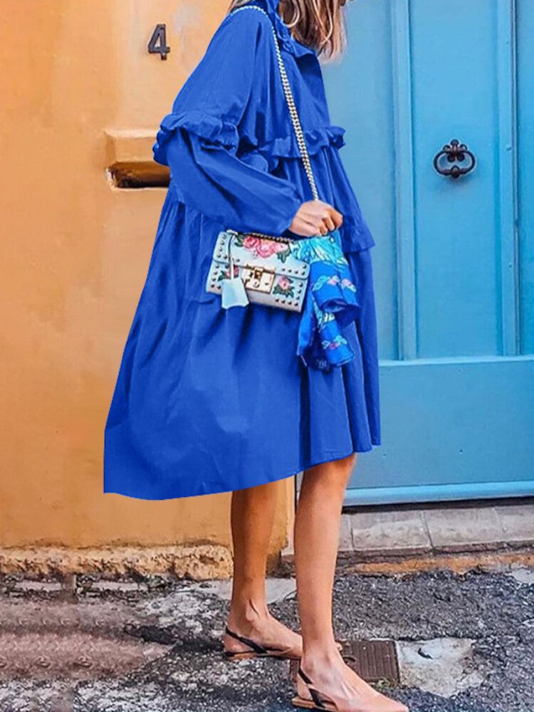 Robe Mi-longue De Banquet Décontractée À Manches Longues Plissée Pour Femmes