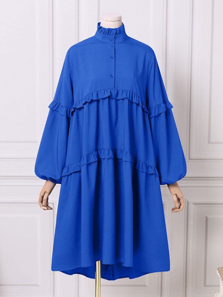 Robe Mi-longue De Banquet Décontractée À Manches Longues Plissée Pour Femmes