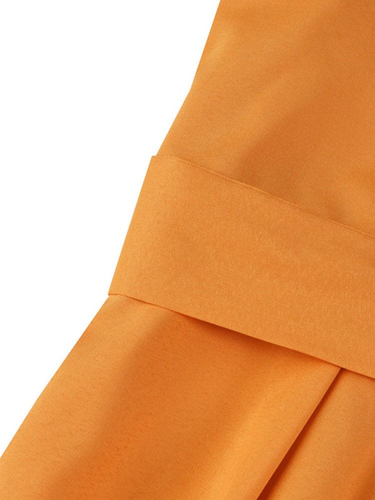 Robe Mi-longue De Couleur Unie À Manches Longues Pour Femmes