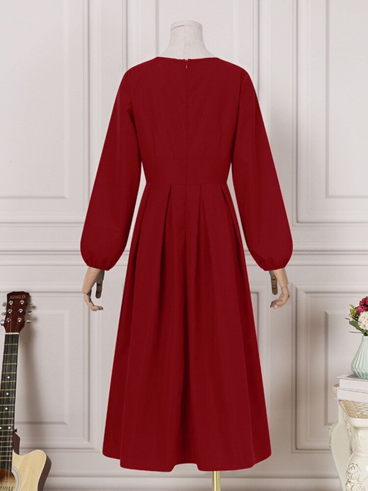 Robe Mi-longue Décontractée À Manches Bouffantes Pour Femme