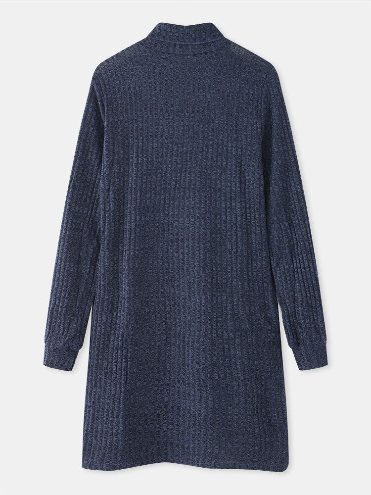 Robe Pull Décontractée À Manches Longues Et Col Montant Pour Femmes