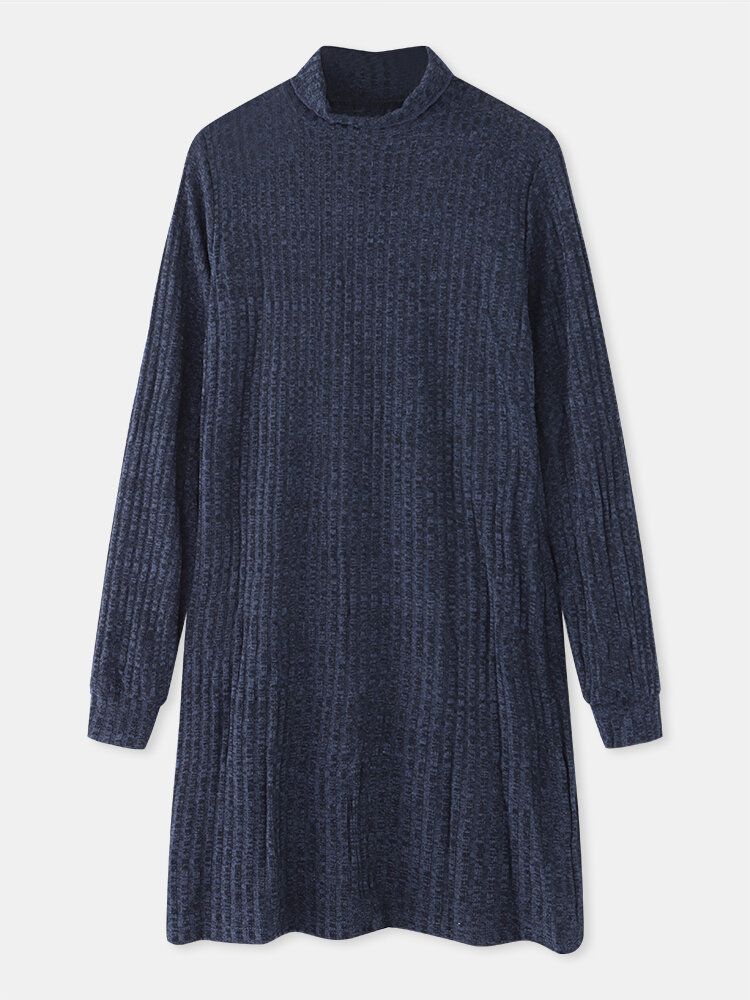 Robe Pull Décontractée À Manches Longues Et Col Montant Pour Femmes