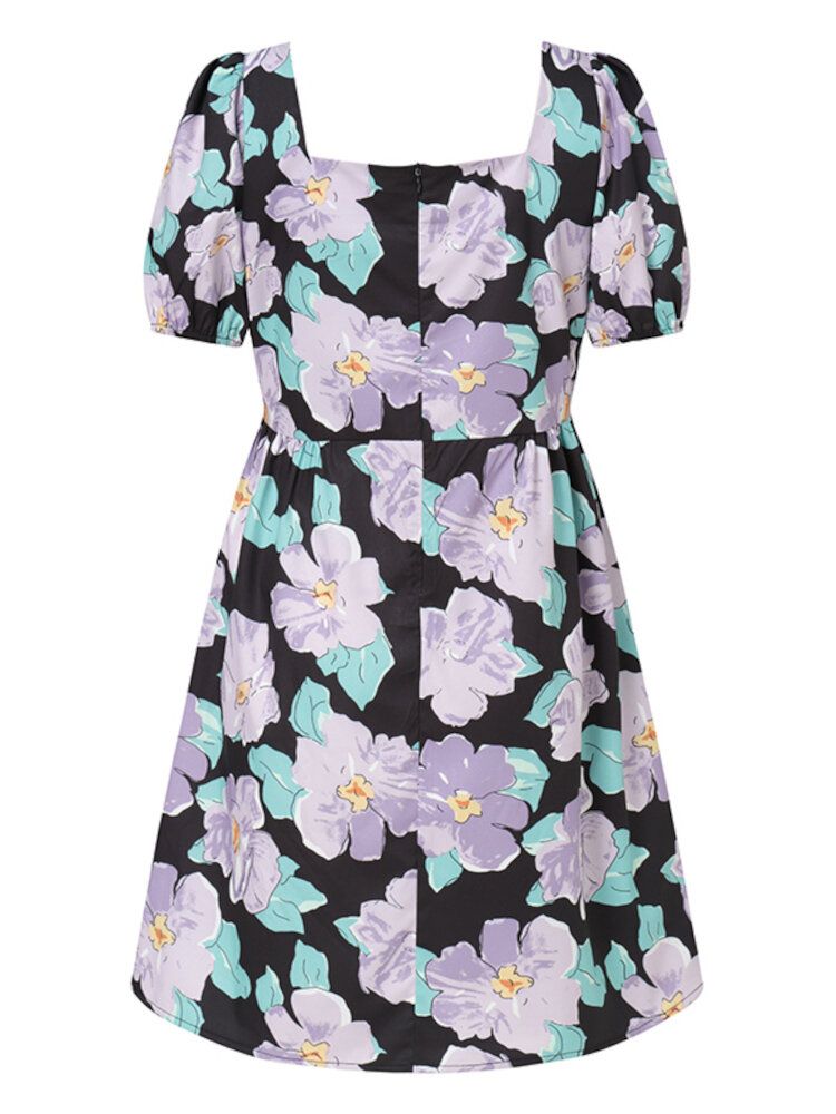 Robe De Style Rétro Bohème Floral À Manches Bouffantes Pour Femme