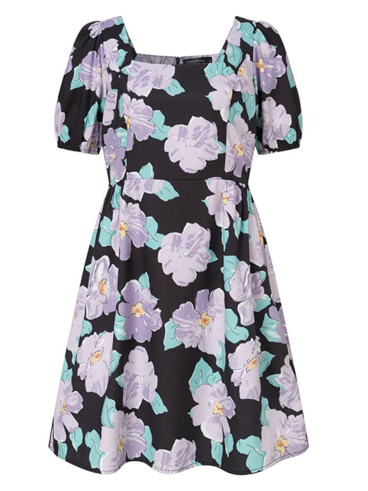 Robe De Style Rétro Bohème Floral À Manches Bouffantes Pour Femme