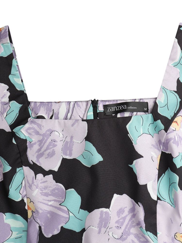 Robe De Style Rétro Bohème Floral À Manches Bouffantes Pour Femme