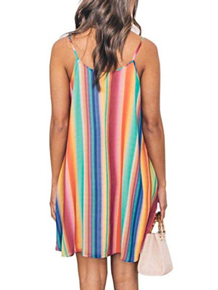 Robe De Vacances D'été Sans Manches En Patchwork De Couleur À Col En V Pour Femme