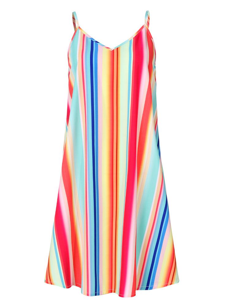 Robe De Vacances D'été Sans Manches En Patchwork De Couleur À Col En V Pour Femme