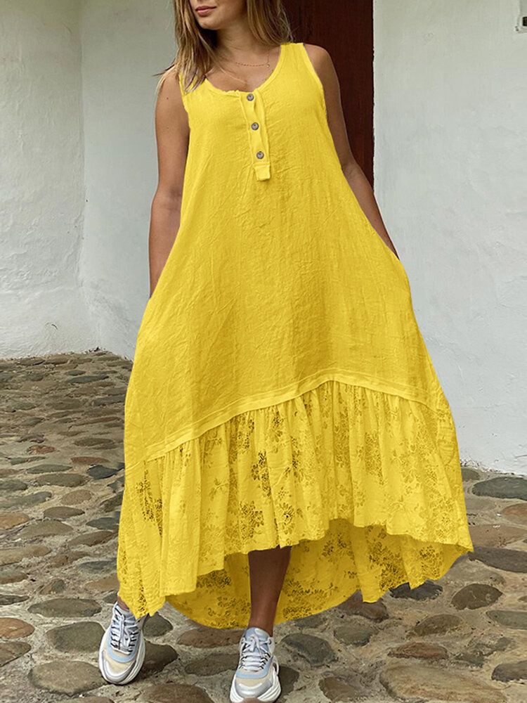 Robe De Vacances D'été Solide À Col En V Pour Femme