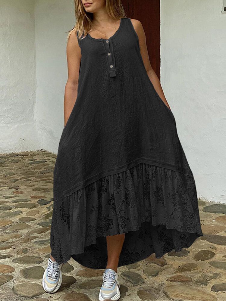 Robe De Vacances D'été Solide À Col En V Pour Femme