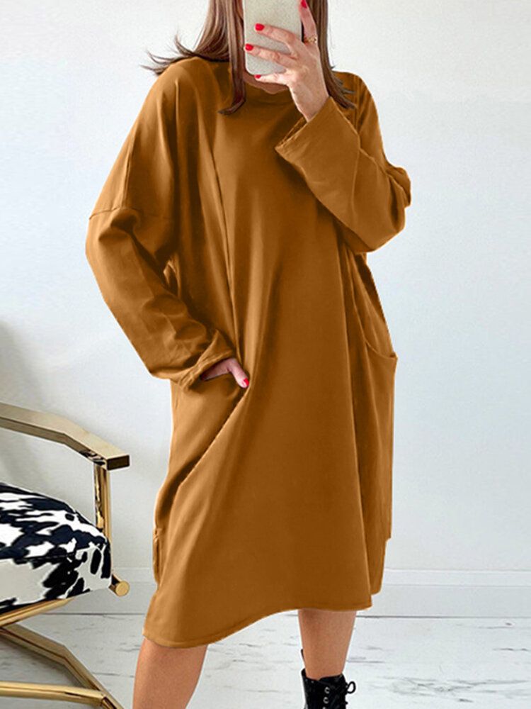 Robes Mi-longues Pour Femmes À Capuche Solides Et Poches Latérales