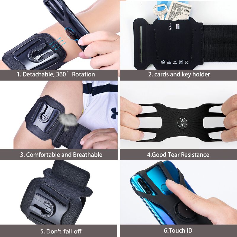 Running Mobile Phone Arm Bag Démontage Sports Arm Cover Outdoor Riding Mobile Phone Rotating Wristband