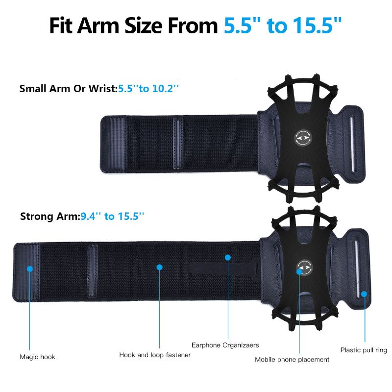 Running Mobile Phone Arm Bag Démontage Sports Arm Cover Outdoor Riding Mobile Phone Rotating Wristband