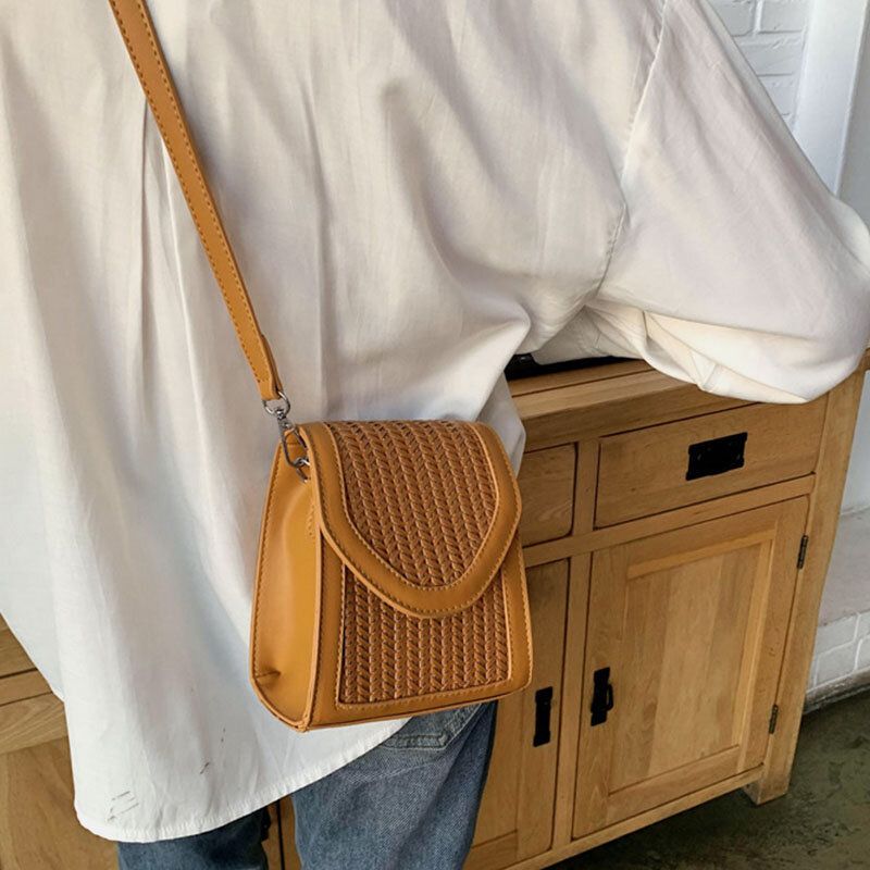 Sac À Bandoulière Avec Chaîne En Paille À Rabat Pour Femme