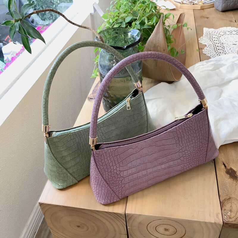 Sac À Bandoulière Cartable À Motif Crocodile Solide Pour Femmes