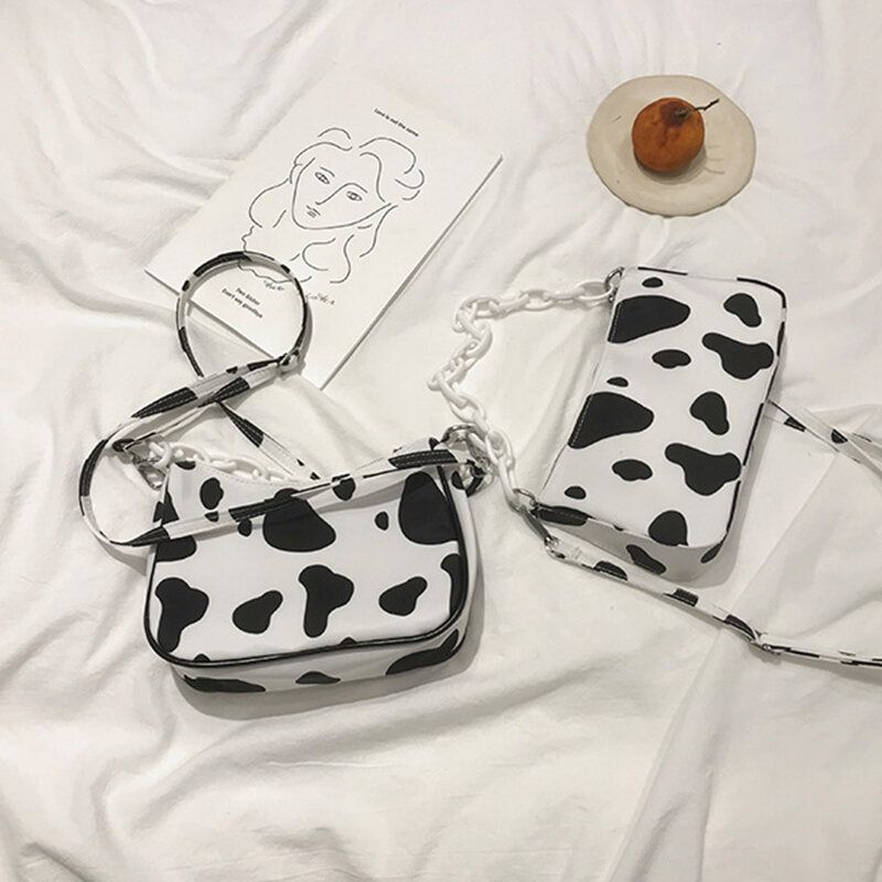 Sac À Bandoulière En Chaîne À Motif De Lait Pour Femmes