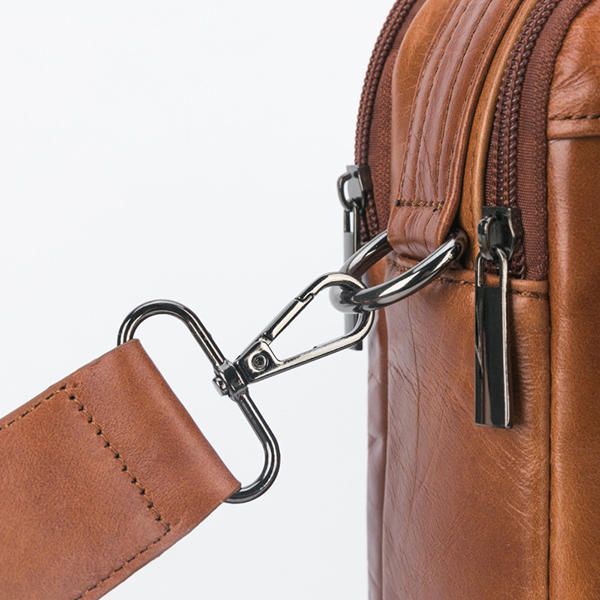 Sac À Bandoulière Décontracté De Grande Capacité En Cuir Véritable Pour Hommes