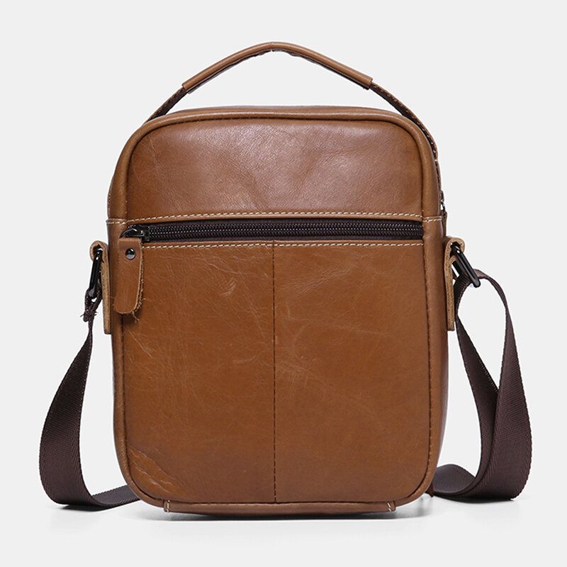 Sac À Bandoulière Décontracté Multi-poches En Cuir Véritable Pour Homme