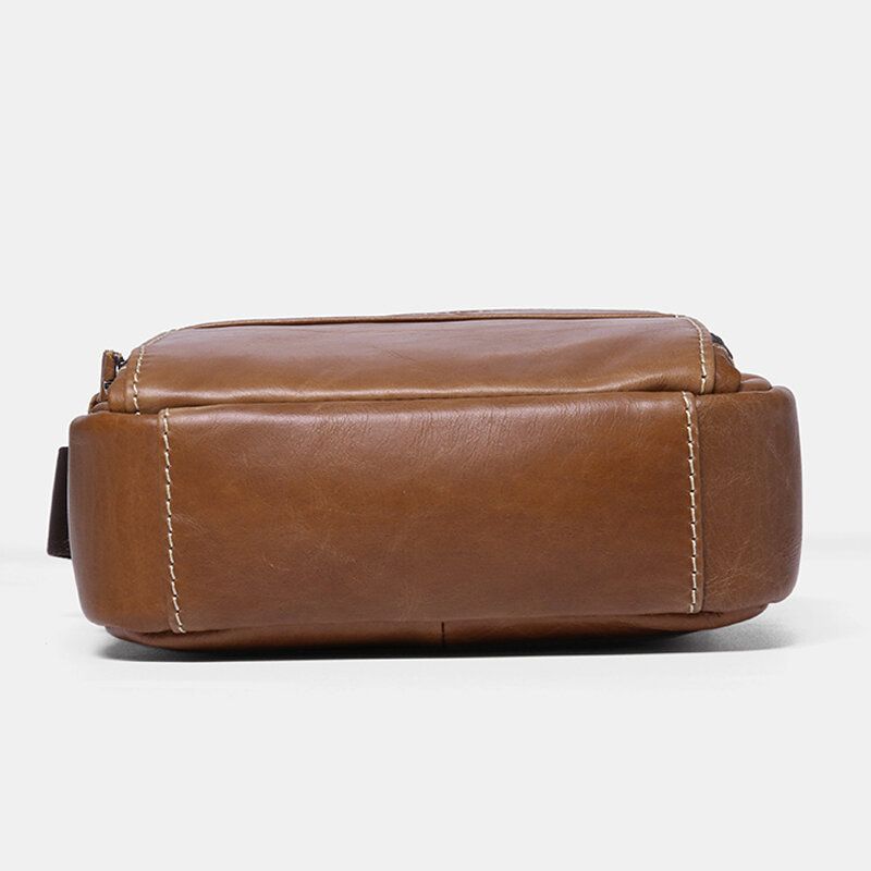 Sac À Bandoulière Décontracté Multi-poches En Cuir Véritable Pour Homme