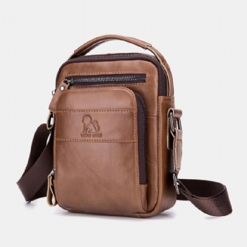 Sac À Bandoulière Étanche Multifonction Multi-poches En Cuir Véritable Pour Homme