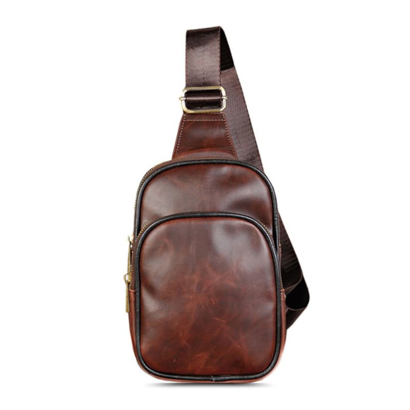 Sac À Bandoulière Étanche Vintage En Cuir Artificiel Pour Homme Sac À Bandoulière Portable Durable