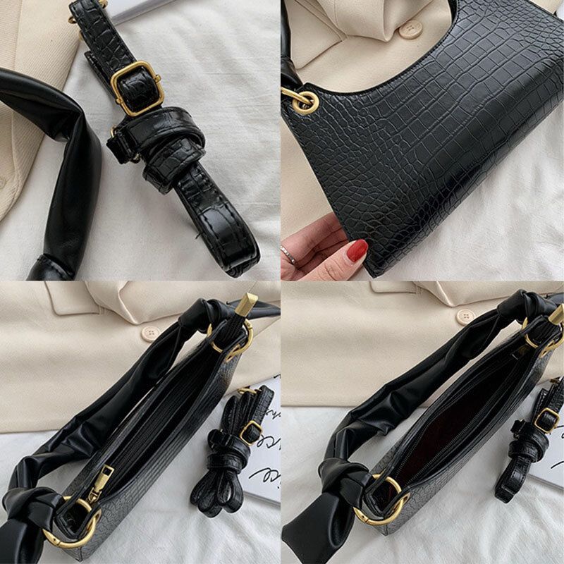 Sac À Bandoulière Motif Crocodile Solide Pour Femme