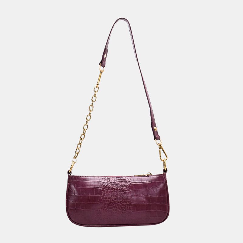 Sac À Bandoulière Motif Crocodile Solide Pour Femme