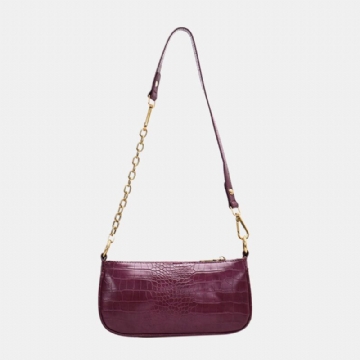 Sac À Bandoulière Motif Crocodile Solide Pour Femme