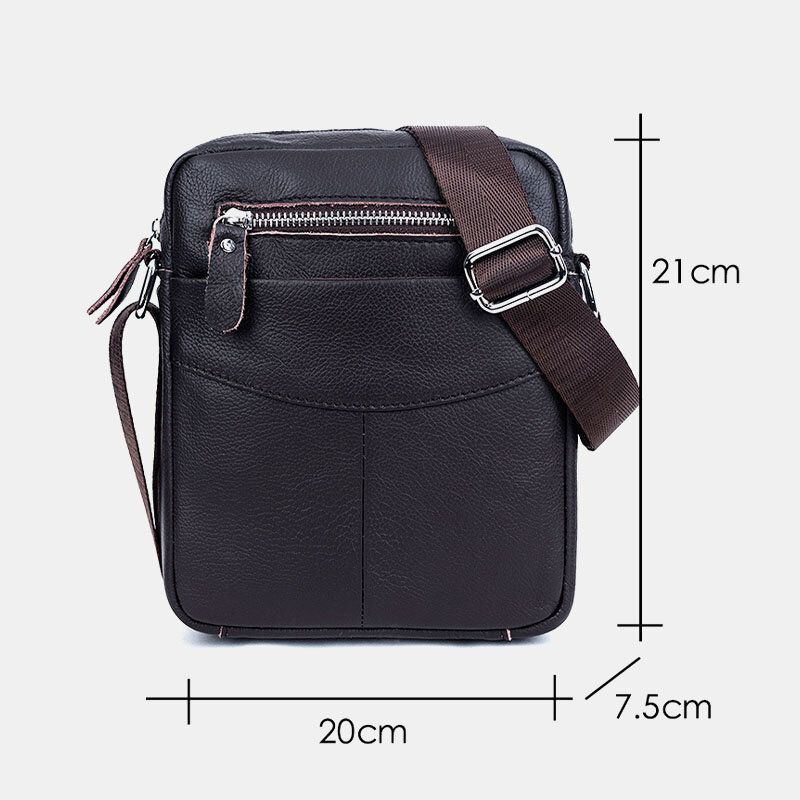 Sac À Bandoulière Multifonction Multicouches En Cuir Véritable Pour Hommes