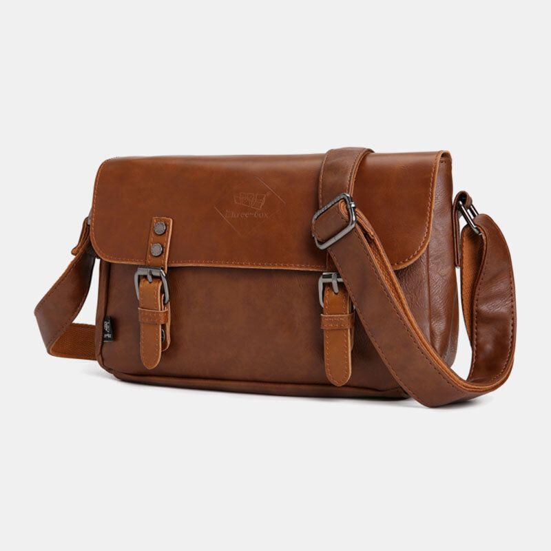 Sac À Bandoulière En Similicuir Multi-poches Vintage Imperméable Pour Homme