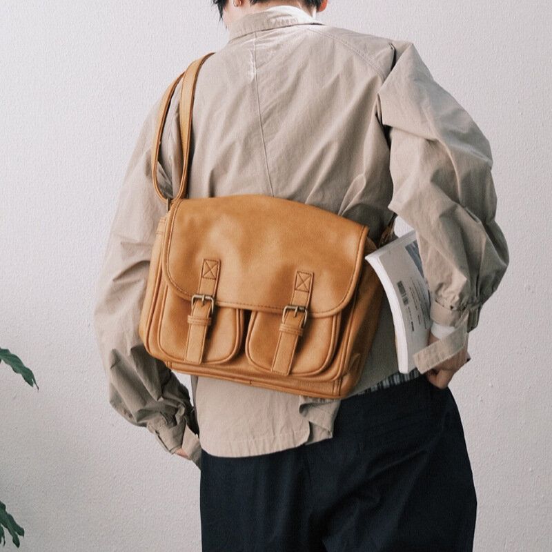 Sac À Bandoulière En Similicuir Multi-poches Vintage Imperméable À L'eau Pour Hommes