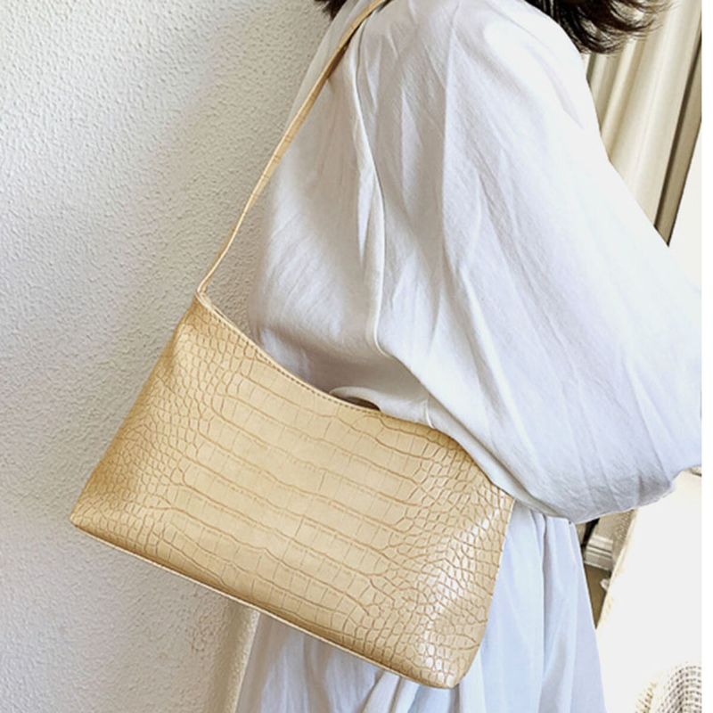 Sac À Bandoulière Solide À Motif Crocodile Pour Femme