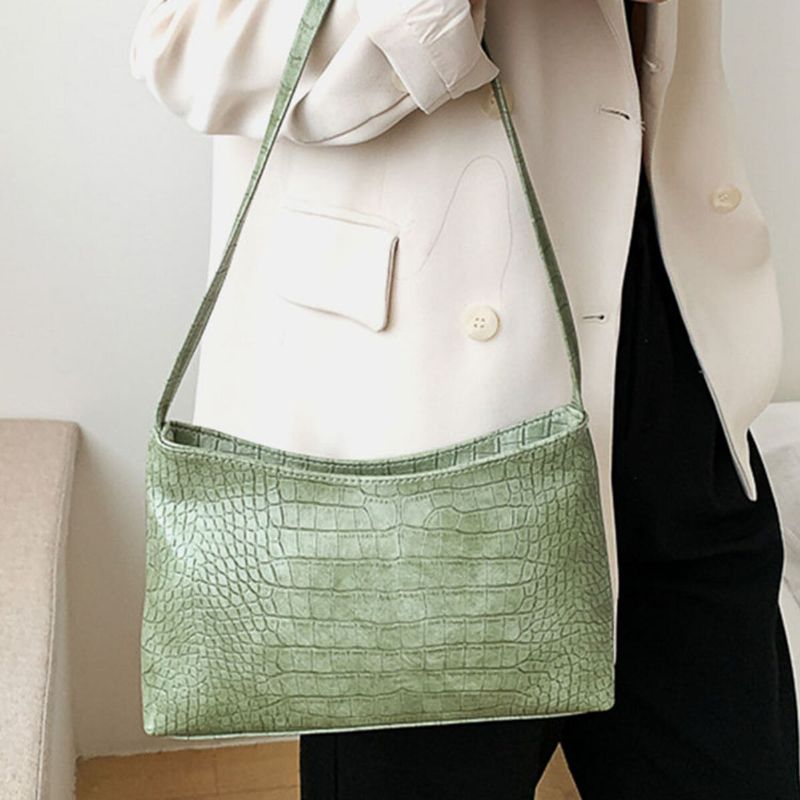 Sac À Bandoulière Solide À Motif Crocodile Pour Femme