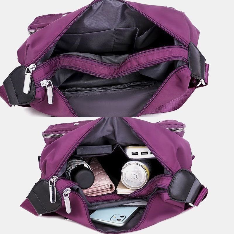 Sac À Bandoulière Solide Multi-poches Imperméable Pour Femme